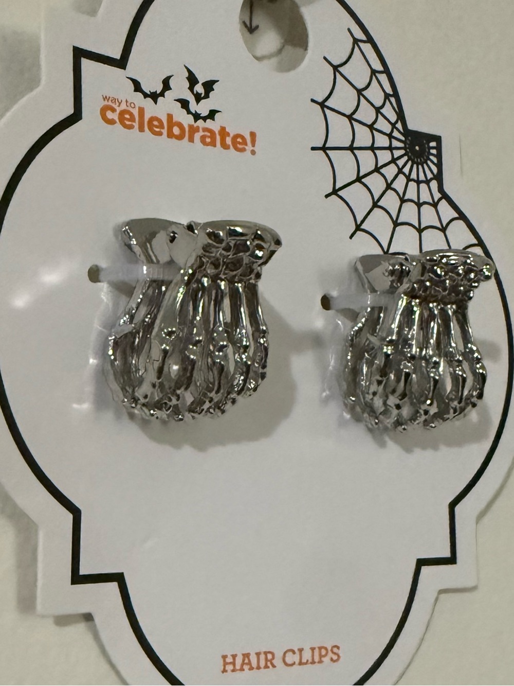 Silver Skeleton Hair Clips - Set of 2